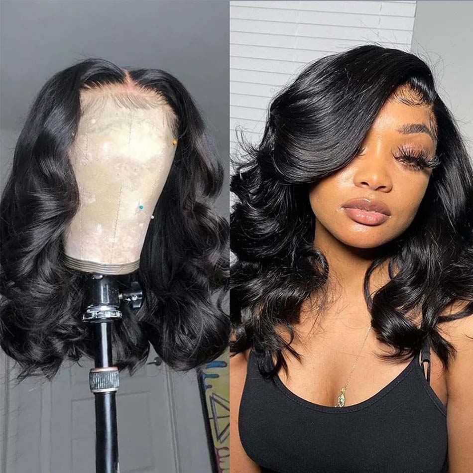HD/Transparent 4*4/5*5 Lace Closure Bob Wig Body Wave 250% Density Lace Wig Body  Wave Hair Customize 3 days