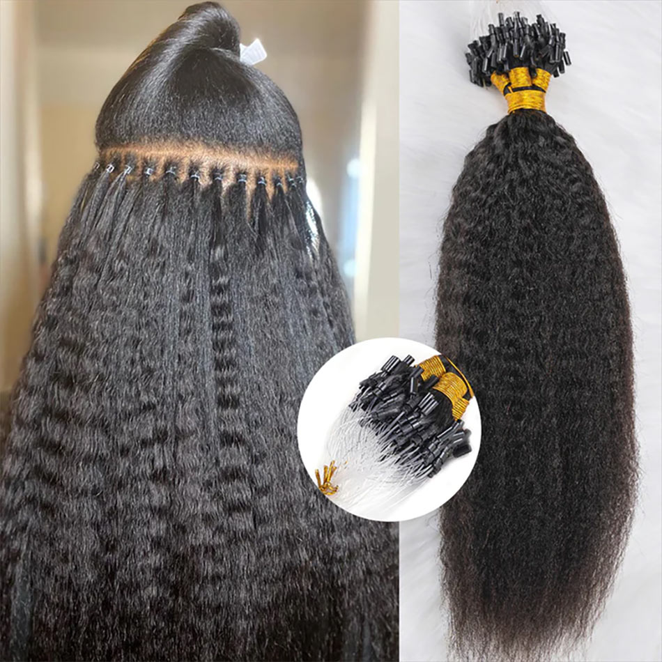 Six Textures] Elfin Hair Micro Loop/I Tip Microlinks Hair Extension For Black  Women Human Hair 100pcs/200pcs/300pcs 12-30 Inch